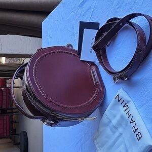 Brahman Captain Lane round crossbody purse in Cognac brown EUC